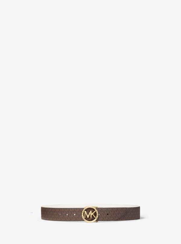 Damske Opasky Michael Kors Reversible Logo and Crocodile Embossed Biele - Doplnky Michael Kors Outlet | WTKIB-9120
